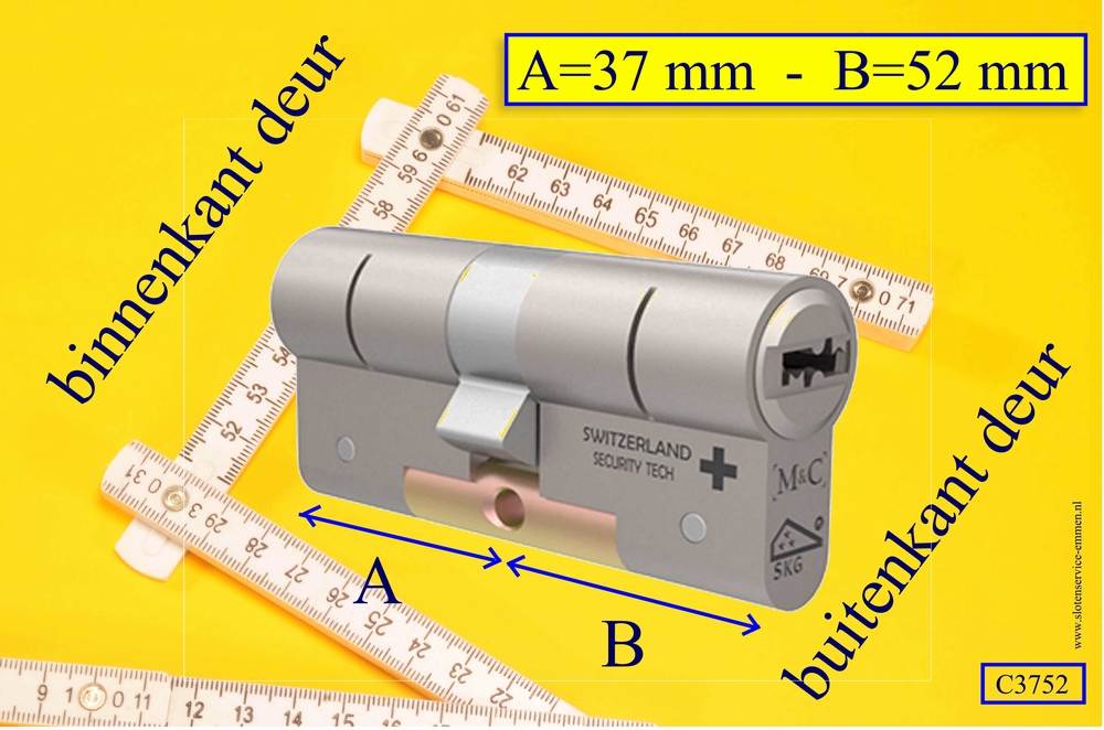 M&C Condor cilinderslot 37x52 mm - met 3 sleutels