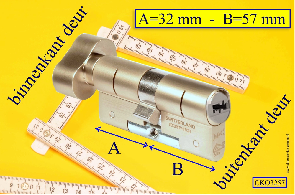 M&C Condor cilinderslot Knop OVAAL 32x57 mm