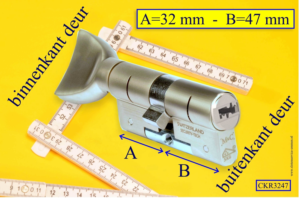 M&C Condor cilinderslot Knop RECHT 32x47 mm