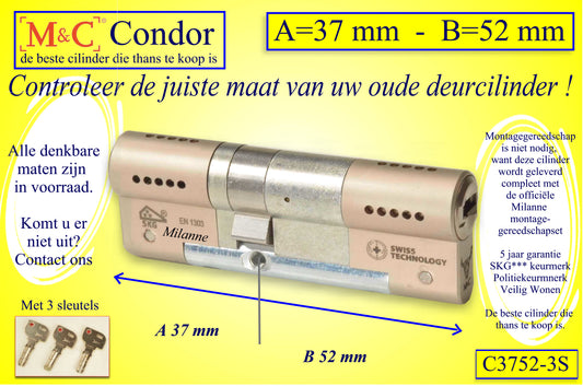 M&C Condor cilinderslot 37x52 mm