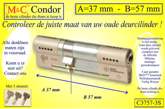 M&C Condor cilinderslot 37x57 mm