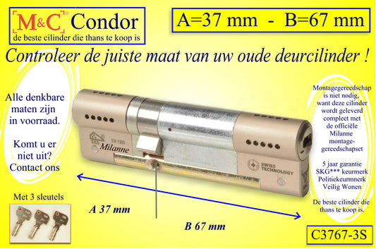 M&C Condor cilinderslot 37x67 mm