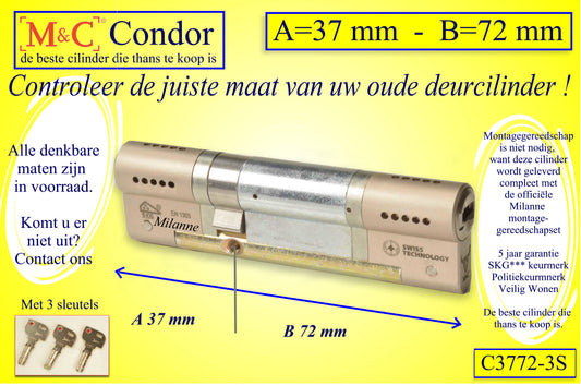 M&C Condor cilinderslot 37x72 mm