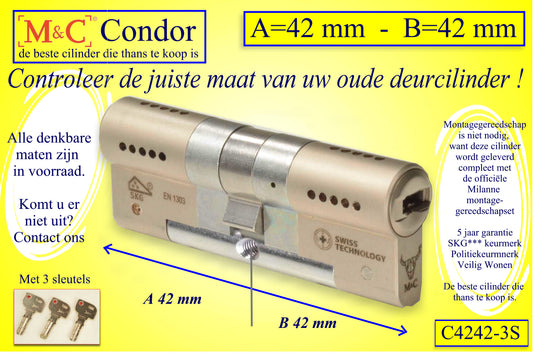 M&C Condor cilinderslot 42x42 mm