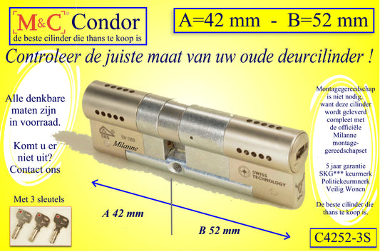 M&C Condor cilinderslot 42x52 mm