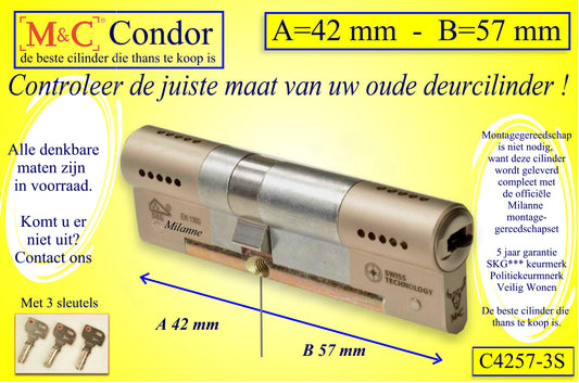 M&C Condor cilinderslot 42x57 mm