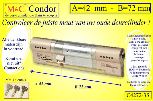 M&C Condor cilinderslot 42x72 mm