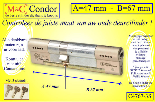 M&C Condor cilinderslot 47x67 mm