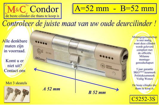 M&C Condor cilinderslot 52x52 mm