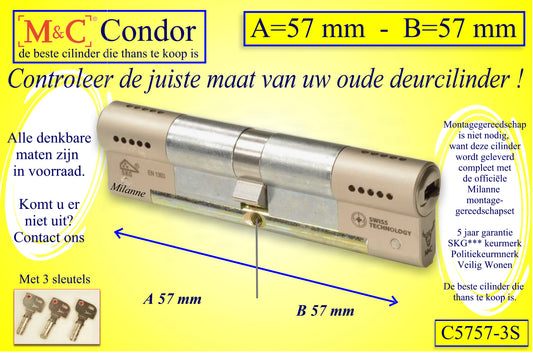 M&C Condor cilinderslot 57x57 mm