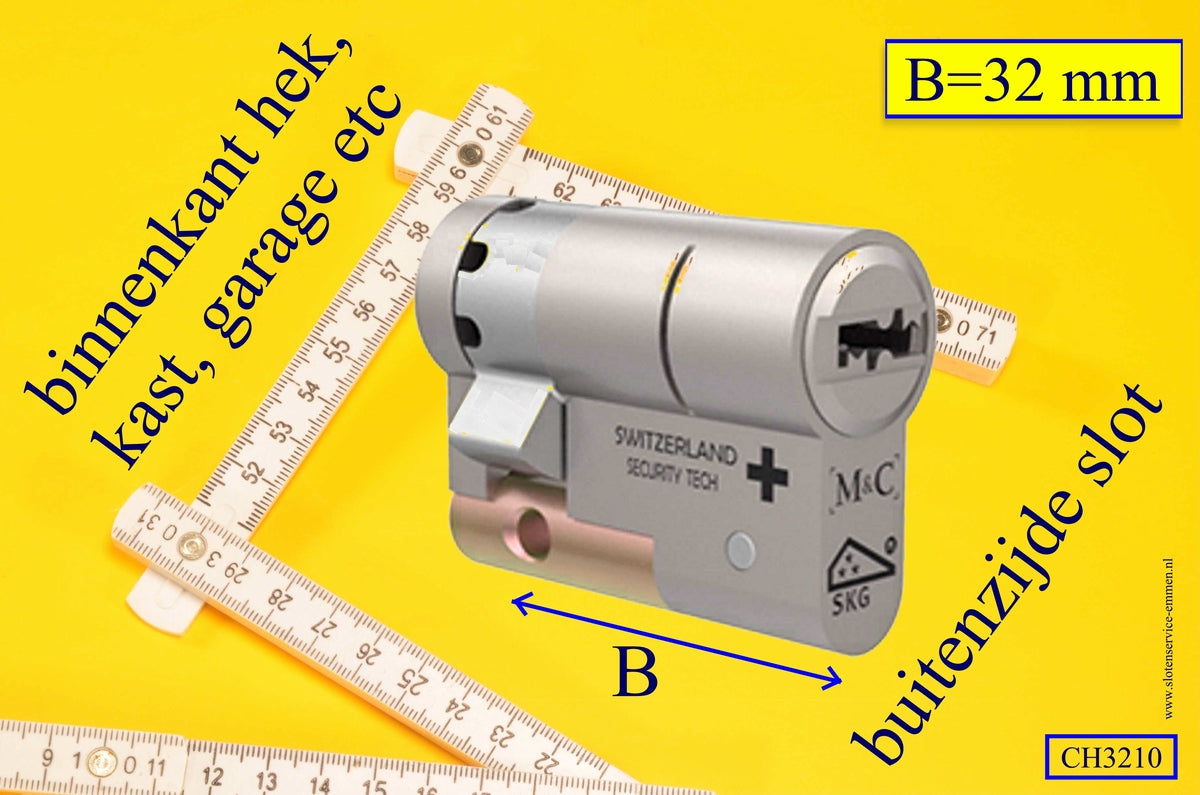 M&C Condor HALVE cilinder 32 mm met 3 sleutels