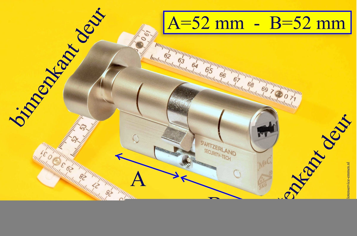 M&C Condor cilinderslot Knop OVAAL 52x52 mm met 3 sleutels