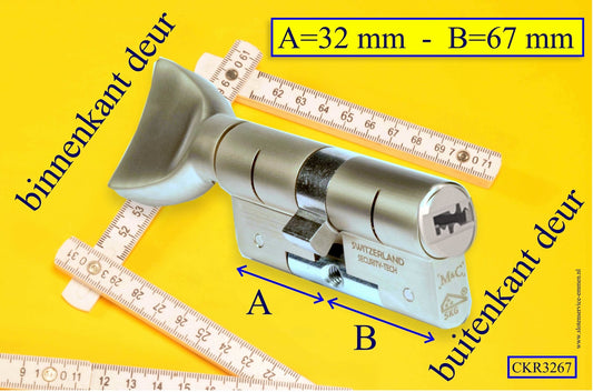 M&C Condor cilinderslot Knop RECHT 32x67 mm met 3 sleutels