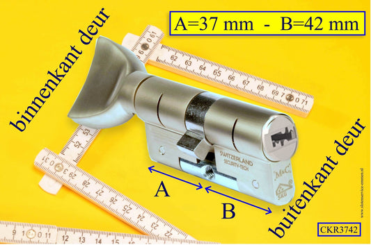 M&C Condor cilinderslot Knop RECHT 37x42 mm met 3 sleutels