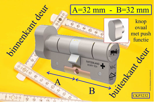 M&C Condor cilinderslot Knop OVAAL PUSH 32x32 mm