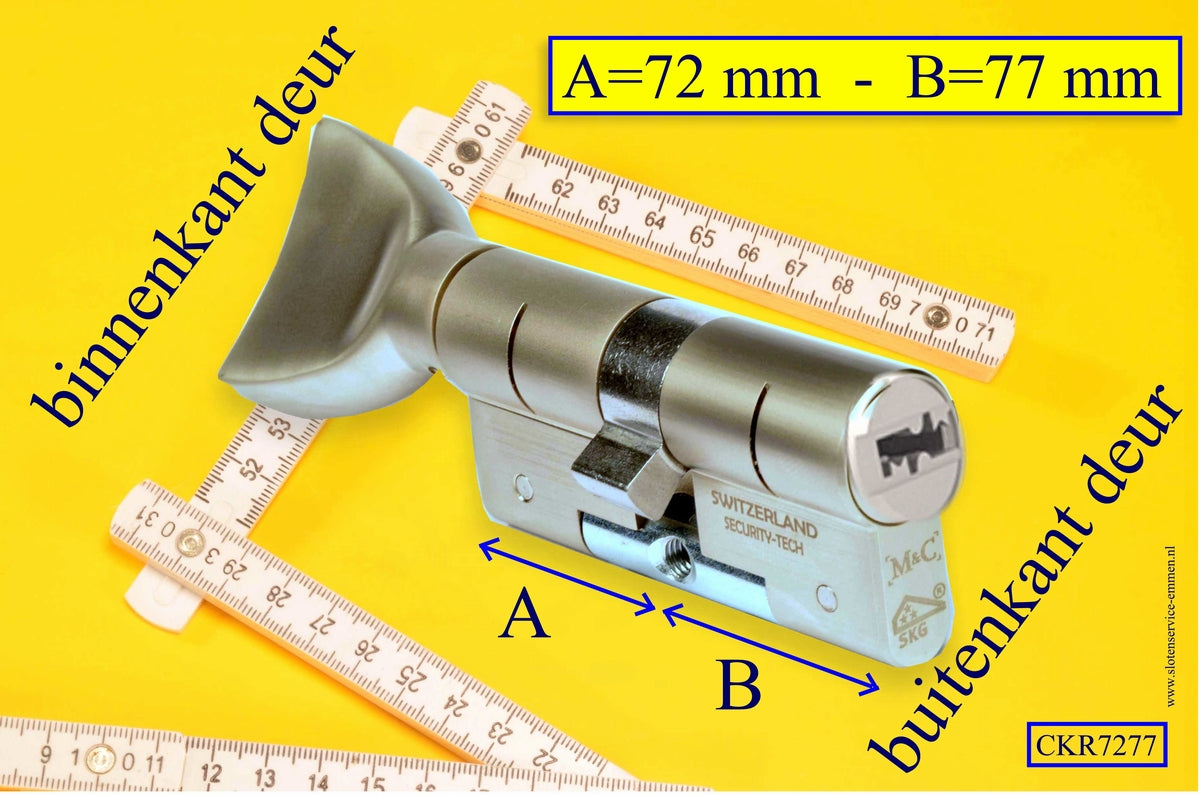 M&C Condor cilinderslot Knop RECHT 72x77 mm met 3 sleutels