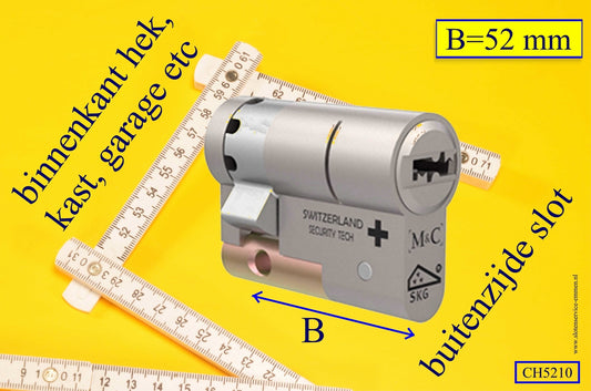 M&C Condor HALVE cilinder 52 mm met 3 sleutels
